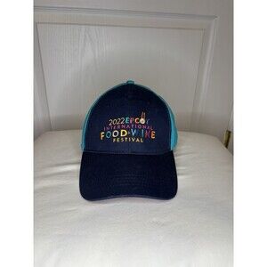 Disney EPCOT Food & Wine Festival 2022 Hat Navy Teal Adjustable Strap Cap
